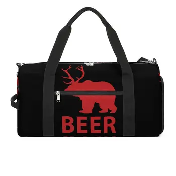 Спортни чанти с елени и мечки, червена спортна чанта с домашен любимец принтом, големи цветни чанти, мъжки дизайнерски водоустойчива чанта за фитнес