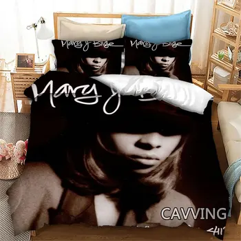 Комплект спално бельо с 3D принтом Mary J. Blige, завивки и калъфки за възглавници, стеганое одеало (размери САЩ / ЕС / AU) Домашен текстил H01