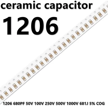 (50шт) 1206 680PF 50V 100V 250V 500V 1000V 681J 5% Керамични Кондензатори КПГ 3216 SMD