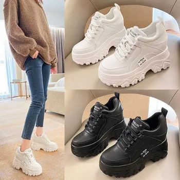Дамски обувки за баща на висок ток Matsuke, пролет-есен 2023, нова мода Корея, спортни ежедневни обувки дантела