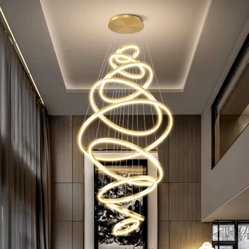Съвременни радиални стълби, led светлини, висящи осветителни тела за хол led полилей за трапезария окачен лампа за вътрешно осветление