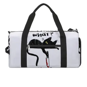 Котка, Кои спортни чанти, Забавни черни Котки, Голяма спортна чанта, Оксфорд двойка, чанта за пътуване, Забавна чанта за фитнес