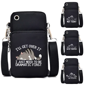 Дамски чанти през рамо с шарени забавни анимационни котки, мини-чанти и калъфи за мобилни телефони, портфейл за червило, модни дамски чанти-месинджър през рамо