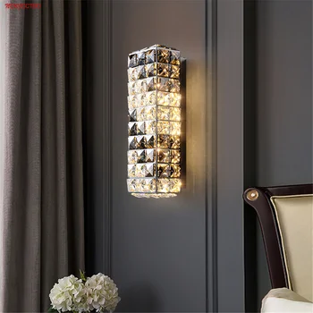 Модерен лукс K9 Crystal Led монтиран на стената лампа за дневна ТВ Фон Решетка на Тавана на Вила, Коридор, Стълбище Стенни осветителни Тела