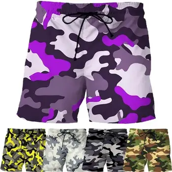 Камуфляжные военни плажни шорти, Мъжки къси панталони за ветераните от армията с 3D принтом, Быстросохнущий бански, бански, ледени шорти Cool Soldiers