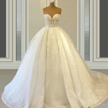 Реколта сватбени рокли на Русалка с дълъг ръкав, V-образно деколте, перли, сатен за сватбени рокли, ушити по поръчка, Robes De Mariee