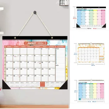 Голям стенен календар, месечен календар, настолен календар на 2024.1.-2025.6. Домашен стенен календар, списък, органайзер за дневен ред на 2024 година 